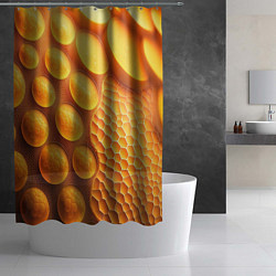 Шторка для душа Оранжевые круглые плиты, цвет: 3D-принт — фото 2