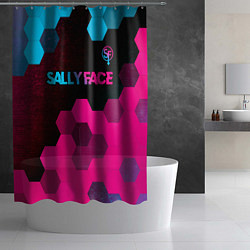 Шторка для душа Sally Face - neon gradient: символ сверху, цвет: 3D-принт — фото 2