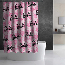 Шторка для душа Логотип Барби и розовое кружево, цвет: 3D-принт — фото 2