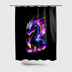 Шторка для душа Неоновый космический дракон, цвет: 3D-принт