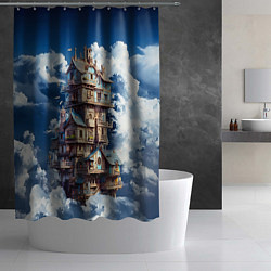 Шторка для душа Сказочный дом в облаках, цвет: 3D-принт — фото 2