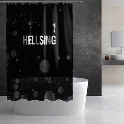 Шторка для душа Hellsing glitch на темном фоне: символ сверху, цвет: 3D-принт — фото 2