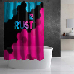 Шторка для душа Rust - neon gradient: символ сверху, цвет: 3D-принт — фото 2