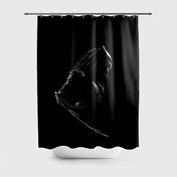 Шторка для душа Хищник на черном фоне, цвет: 3D-принт