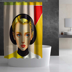 Шторка для душа Девушка с жёлтыми волосами конструктивизм, цвет: 3D-принт — фото 2