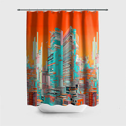 Шторка для душа Токио оранжевый пейзаж, цвет: 3D-принт