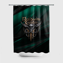 Шторка для душа Baldurs Gate 3 logo green geometry, цвет: 3D-принт