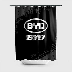 Шторка для душа BYD speed на темном фоне со следами шин, цвет: 3D-принт