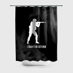 Шторка для душа Counter Strike glitch на темном фоне, цвет: 3D-принт