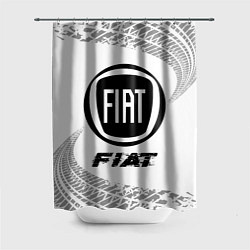 Шторка для душа Fiat speed на светлом фоне со следами шин, цвет: 3D-принт