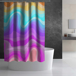 Шторка для душа Неоновая разноцветная волна, цвет: 3D-принт — фото 2