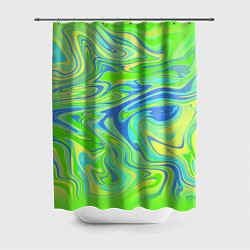 Шторка для душа Неоновая абстракция волны, цвет: 3D-принт