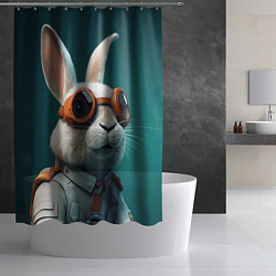 Шторка для душа Белый кролик-космонавт, цвет: 3D-принт — фото 2