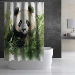 Шторка для душа Панда акварель, цвет: 3D-принт — фото 2