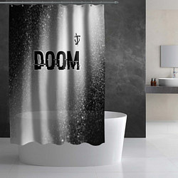 Шторка для душа Doom glitch на светлом фоне: символ сверху, цвет: 3D-принт — фото 2