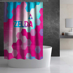 Шторка для душа Zelda neon gradient style: символ сверху, цвет: 3D-принт — фото 2