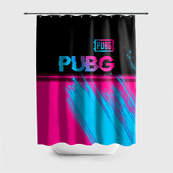 Шторка для душа PUBG - neon gradient: символ сверху, цвет: 3D-принт