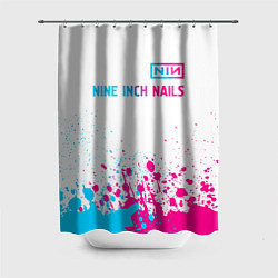 Шторка для душа Nine Inch Nails neon gradient style: символ сверху, цвет: 3D-принт