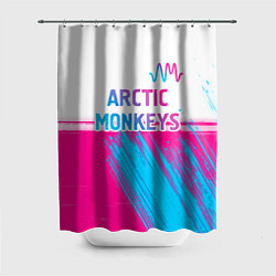 Шторка для ванной Arctic Monkeys neon gradient style: символ сверху