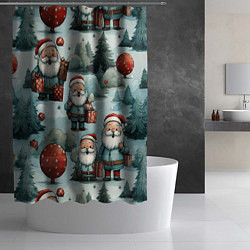 Шторка для душа Рождественский узор с Санта Клаусами, цвет: 3D-принт — фото 2