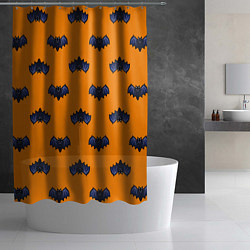 Шторка для душа Летучие мыши - паттерн оранжевый, цвет: 3D-принт — фото 2