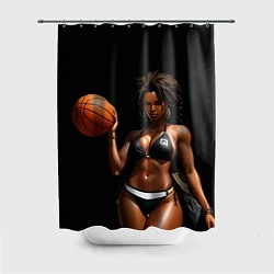 Шторка для душа Девушка с баскетбольным мячом, цвет: 3D-принт