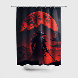 Шторка для ванной Samurai and red moon - нейросеть