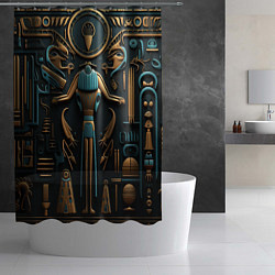 Шторка для душа Орнамент в стиле египетской иероглифики, цвет: 3D-принт — фото 2