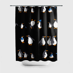 Шторка для душа Веселая семья пингвинов, цвет: 3D-принт