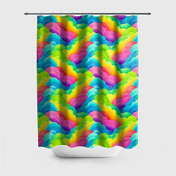 Шторка для душа Разноцветные облака из бумаги паттерн, цвет: 3D-принт