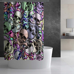 Шторка для душа Черепа с костями паттерн, цвет: 3D-принт — фото 2