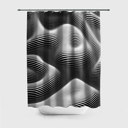 Шторка для душа Чёрно белый точечный абстрактный фон, цвет: 3D-принт