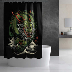 Шторка для душа Символ года зеленый дракон, цвет: 3D-принт — фото 2