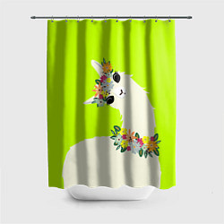 Шторка для ванной Летняя лама - альпака в венке