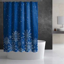 Шторка для душа Текстура снежинок на синем фоне, цвет: 3D-принт — фото 2