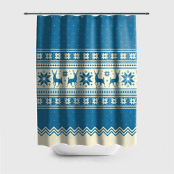 Шторка для ванной Sweater with deer on a blue background