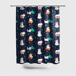 Шторка для ванной Pattern with new years cats