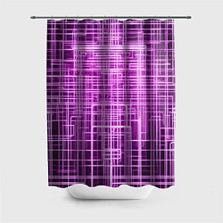 Шторка для ванной Фиолетовые неоновые полосы киберпанк