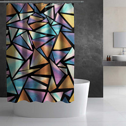 Шторка для душа Радужные треугольники - кристаллы голографические, цвет: 3D-принт — фото 2