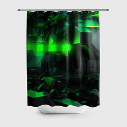 Шторка для ванной Симметрия зеленых теней