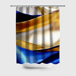 Шторка для ванной Белая желтая синяя абстракция