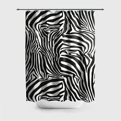 Шторка для душа Шкура зебры черно - белая графика, цвет: 3D-принт