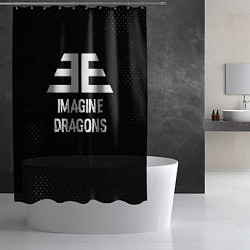 Шторка для душа Imagine Dragons glitch на темном фоне, цвет: 3D-принт — фото 2