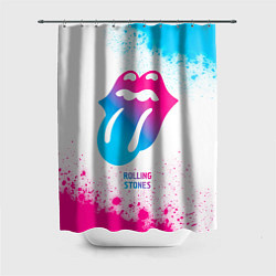 Шторка для ванной Rolling Stones neon gradient style