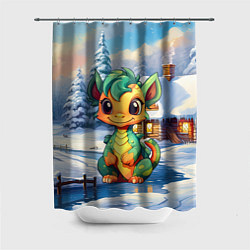Шторка для ванной Крошечный дракон зимы 2024
