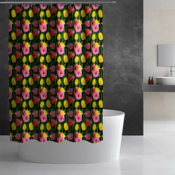 Шторка для душа Разноцветные тюльпаны, цвет: 3D-принт — фото 2