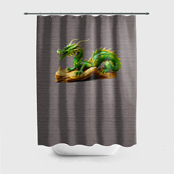 Шторка для ванной Зелёный деревянный дракон на дереве талисман