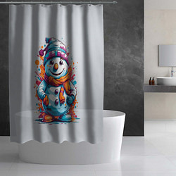 Шторка для душа Снеговик от нейросети, цвет: 3D-принт — фото 2