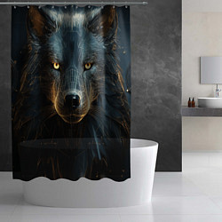 Шторка для душа Волк арт-портрет, цвет: 3D-принт — фото 2