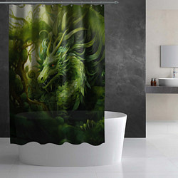 Шторка для душа Зеленый травяной дракон, цвет: 3D-принт — фото 2